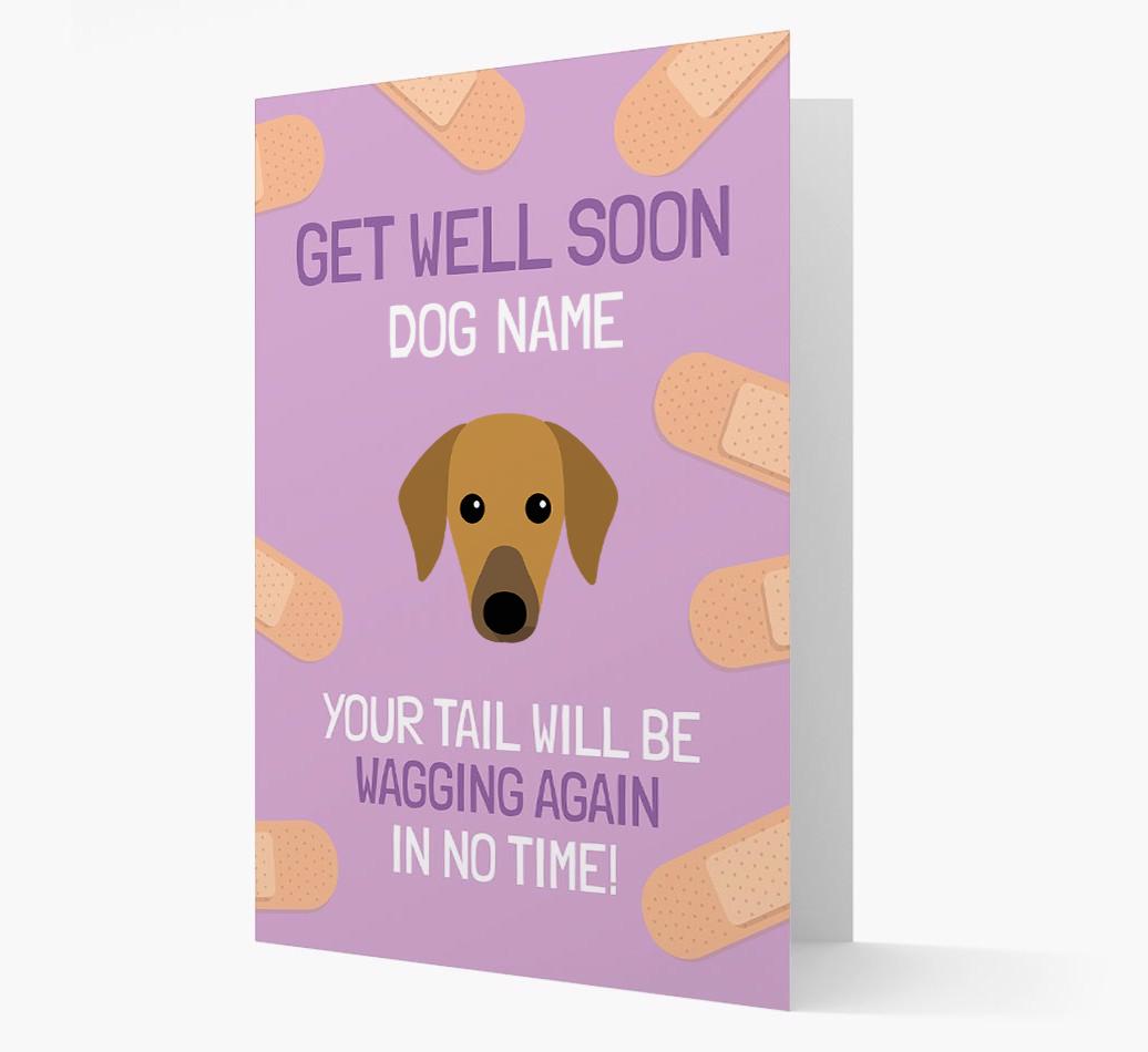 Personalized 'Get well soon {dogsName}' Card with {breedFullName} Icon