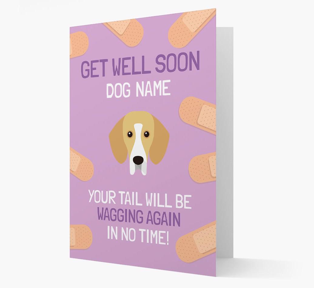 Personalized 'Get well soon {dogsName}' Card with {breedFullName} Icon