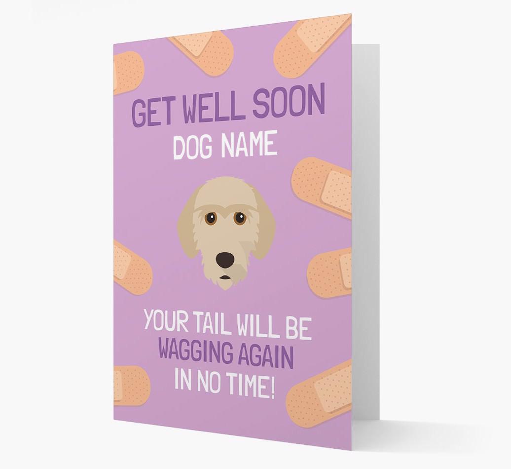 Personalized 'Get well soon {dogsName}' Card with {breedFullName} Icon