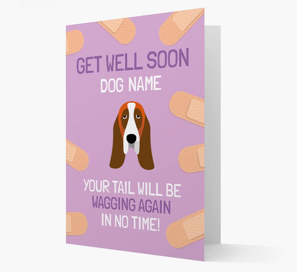 Personalized 'Get well soon {dogsName}' Card with {breedFullName} Icon