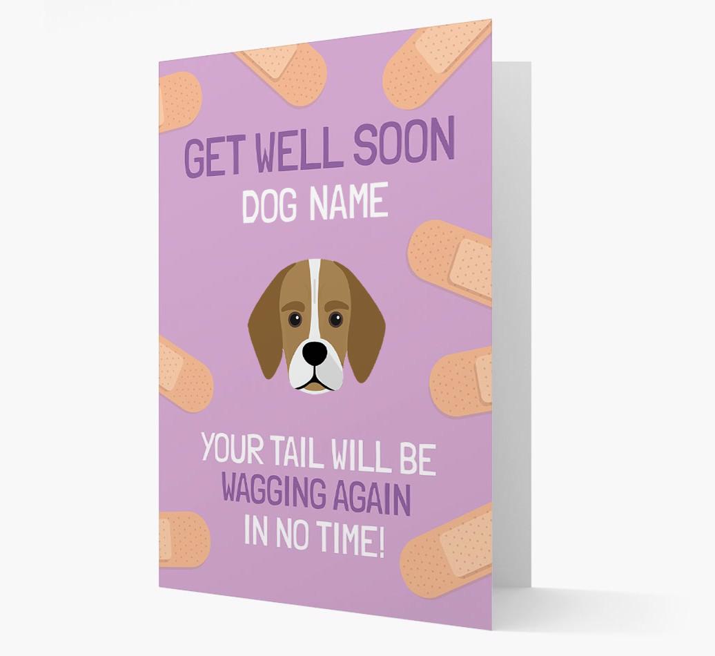 Personalized 'Get well soon {dogsName}' Card with {breedFullName} Icon