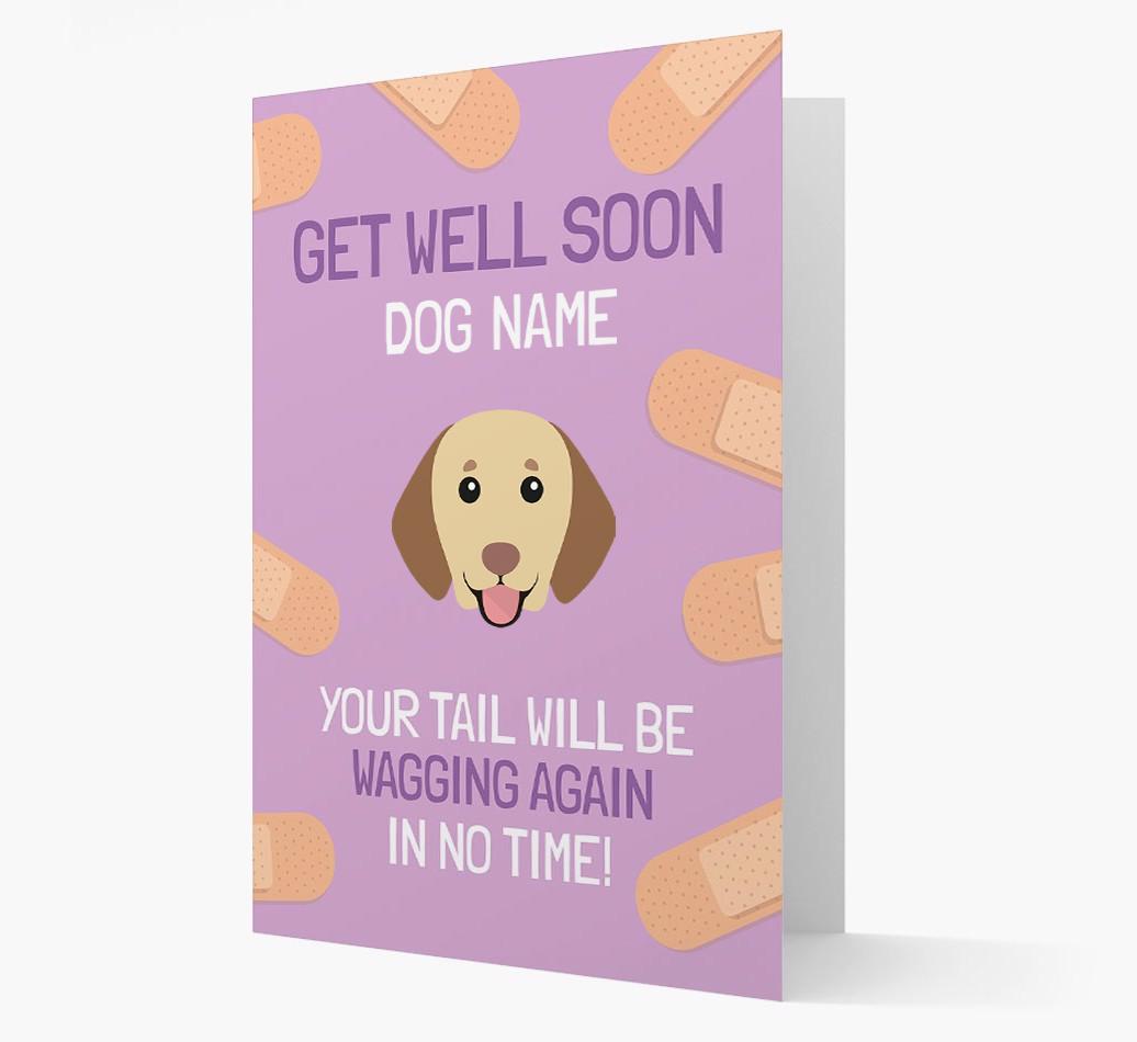 Personalized 'Get well soon {dogsName}' Card with {breedFullName} Icon