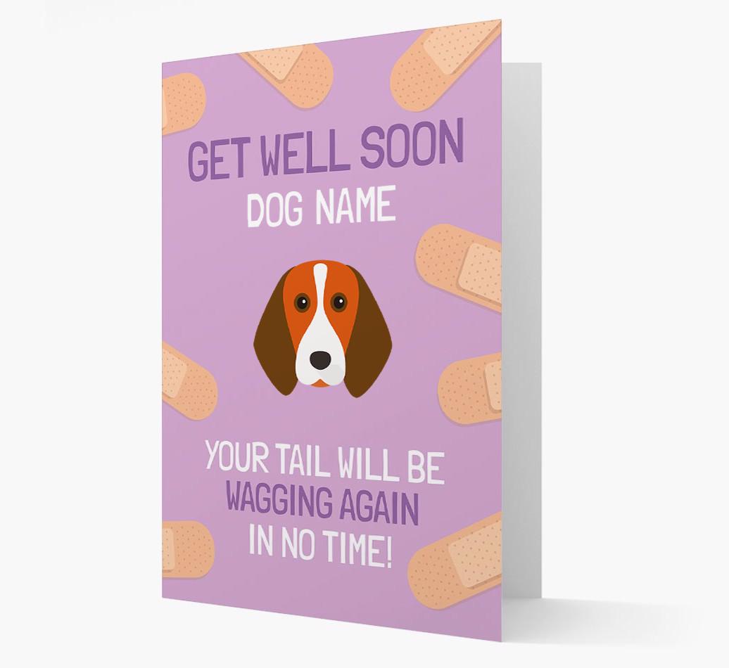 Personalized 'Get well soon {dogsName}' Card with {breedFullName} Icon