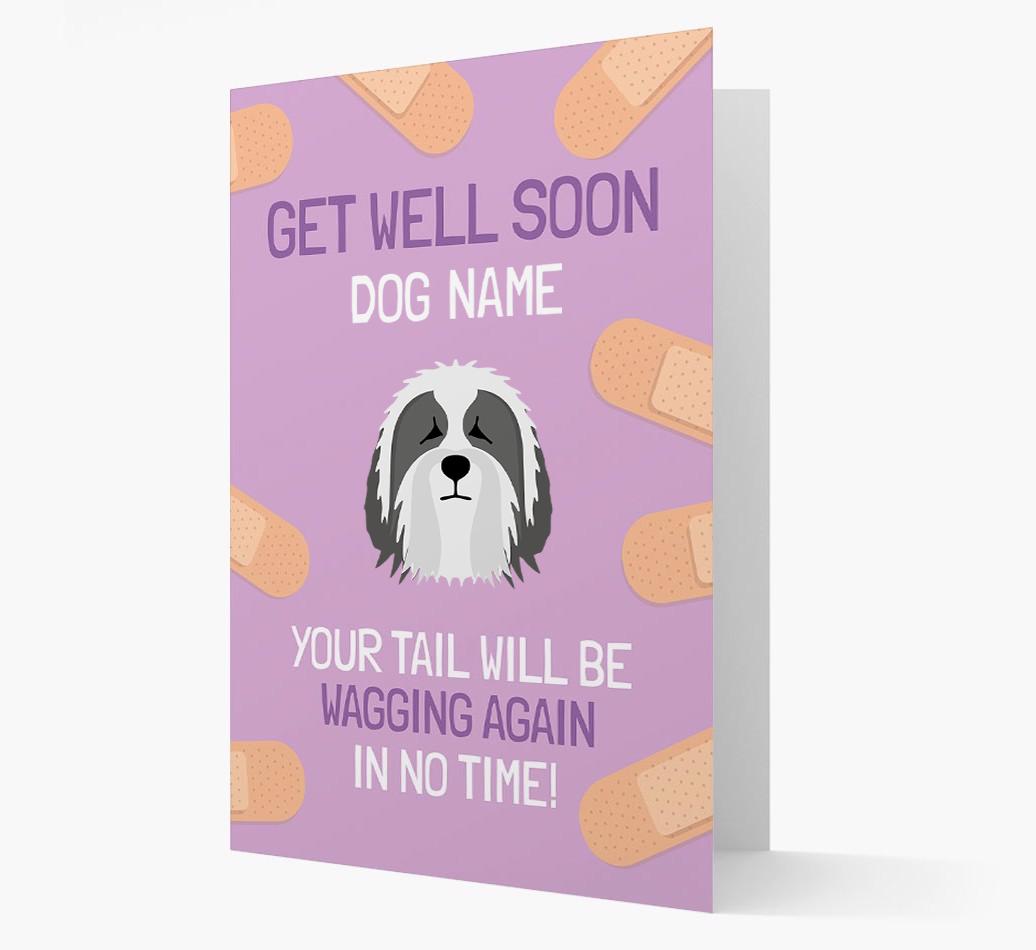 Personalized 'Get well soon {dogsName}' Card with {breedFullName} Icon