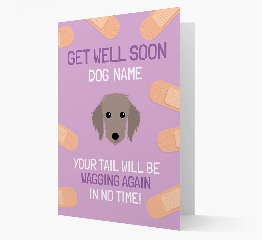 Personalized 'Get well soon {dogsName}' Card with {breedFullName} Icon