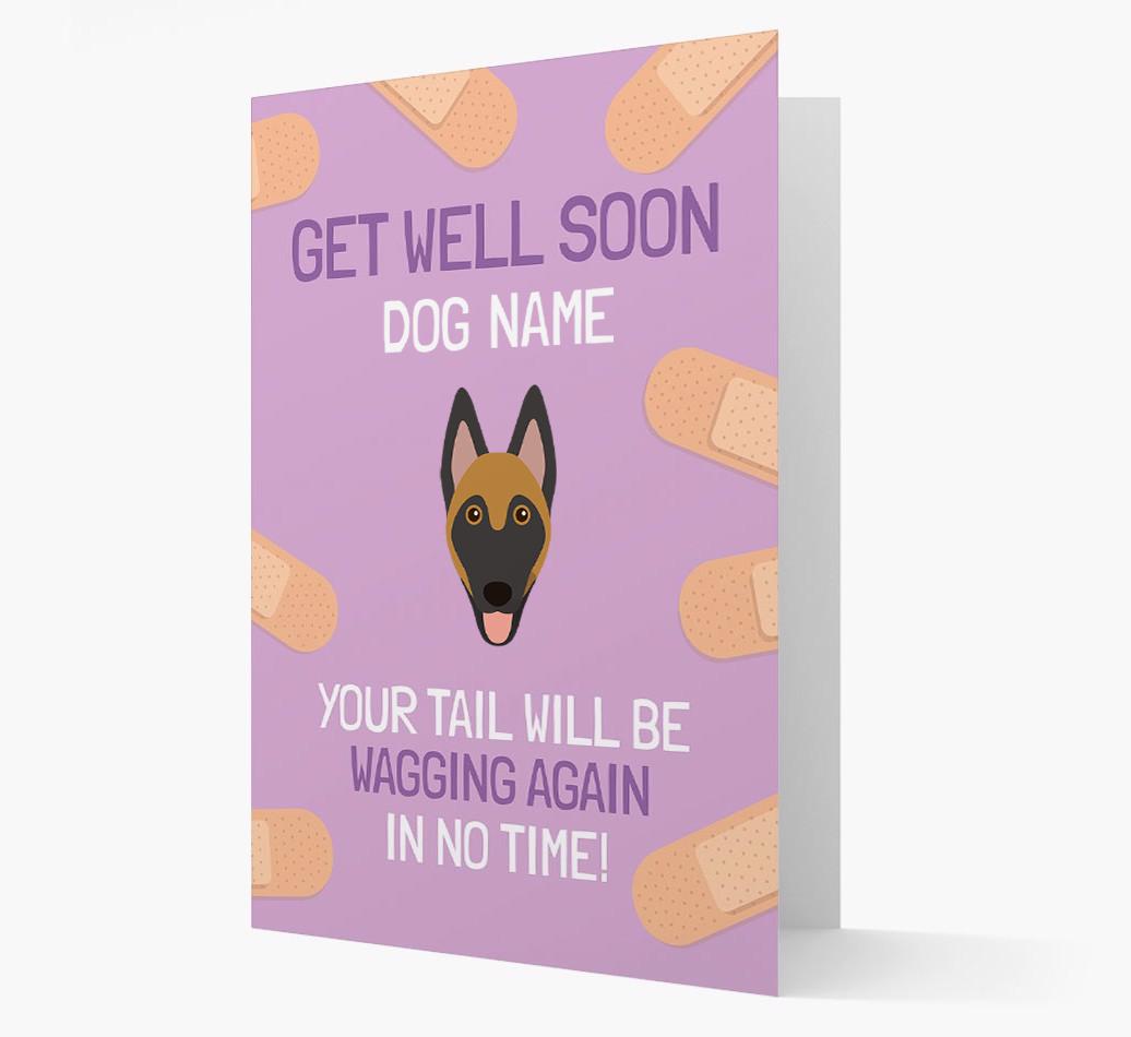 Personalized 'Get well soon {dogsName}' Card with {breedFullName} Icon