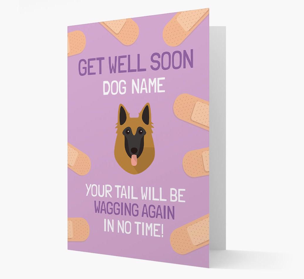 Personalized 'Get well soon {dogsName}' Card with {breedFullName} Icon
