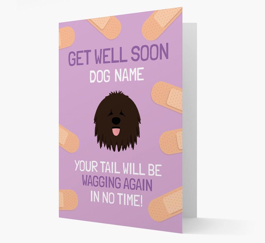 Personalized 'Get well soon {dogsName}' Card with {breedFullName} Icon