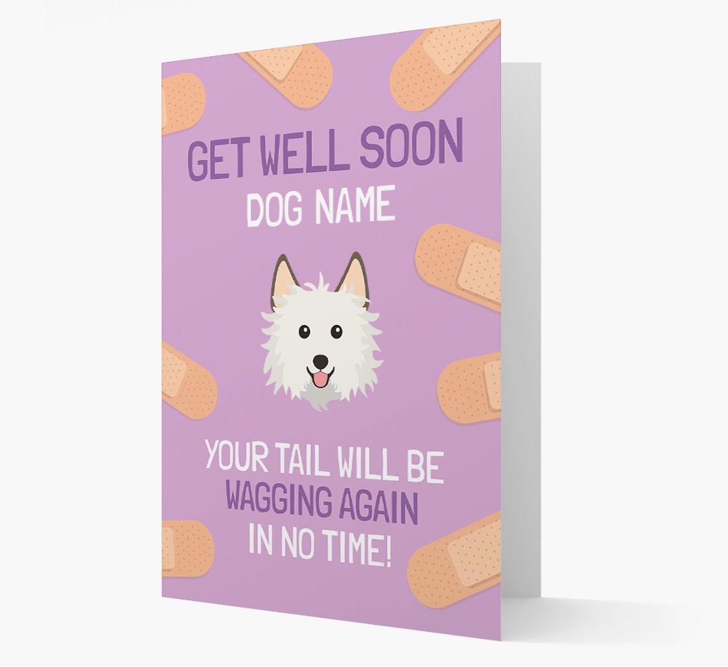 Personalized 'Get well soon {dogsName}' Card with {breedFullName} Icon