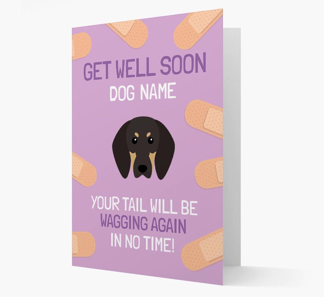 Personalized 'Get well soon {dogsName}' Card with {breedFullName} Icon