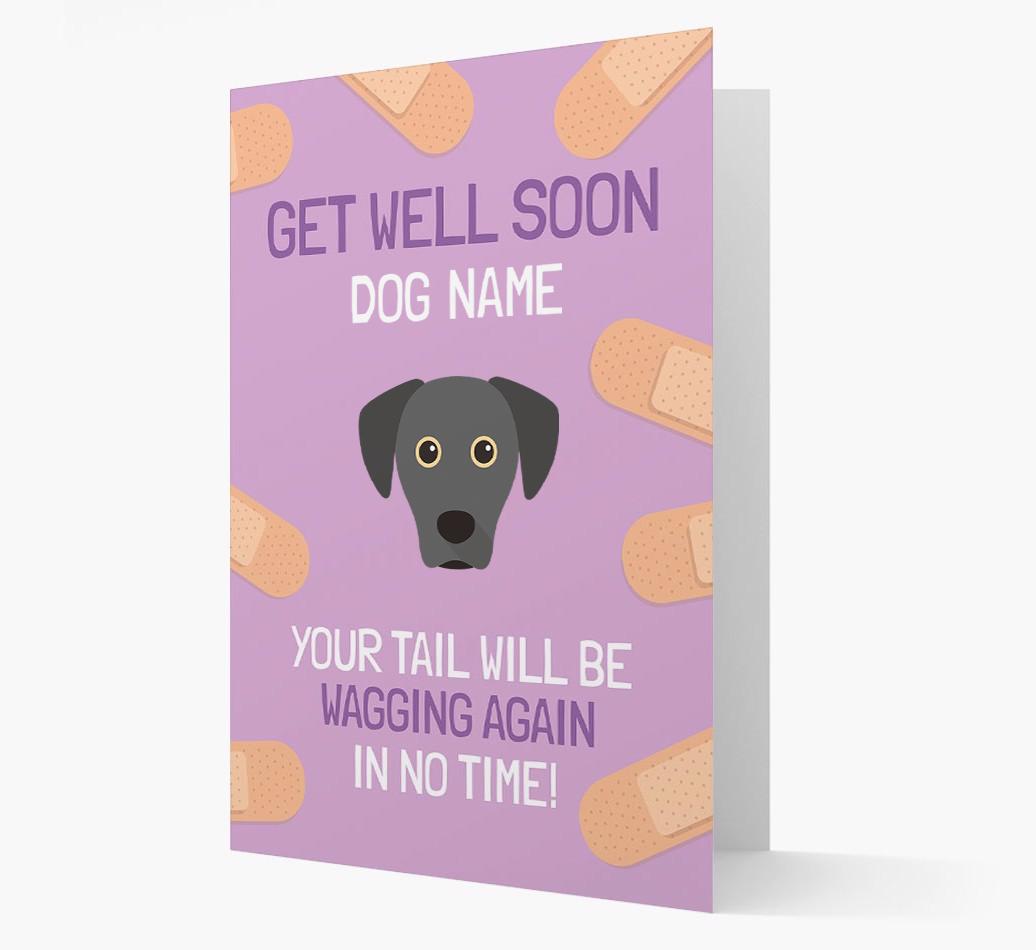Personalized 'Get well soon {dogsName}' Card with {breedFullName} Icon