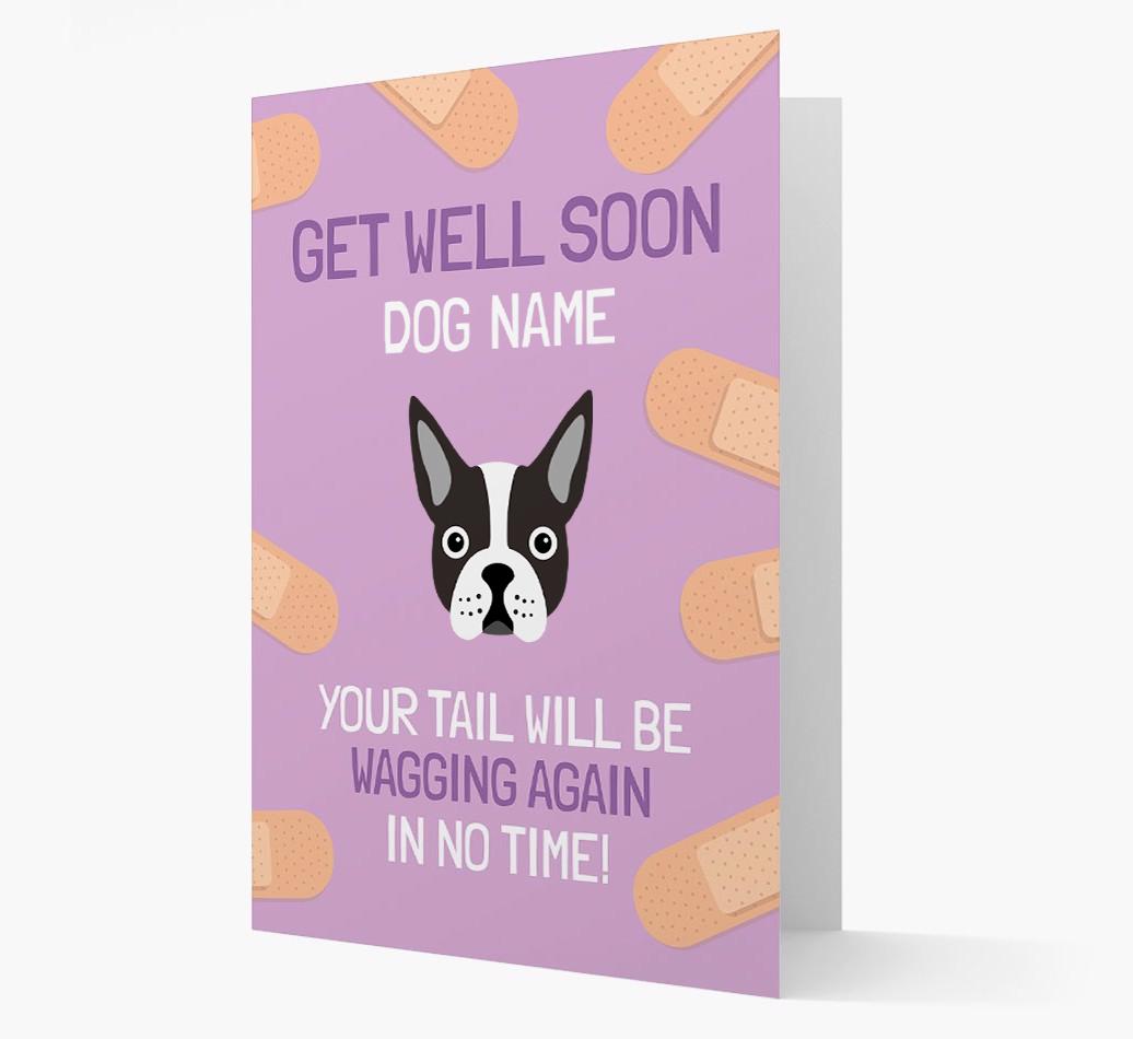 Personalized 'Get well soon {dogsName}' Card with {breedFullName} Icon