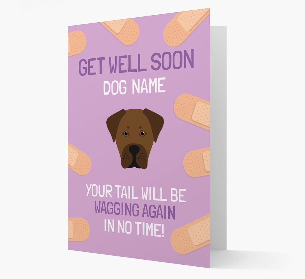 Personalized 'Get well soon {dogsName}' Card with {breedFullName} Icon