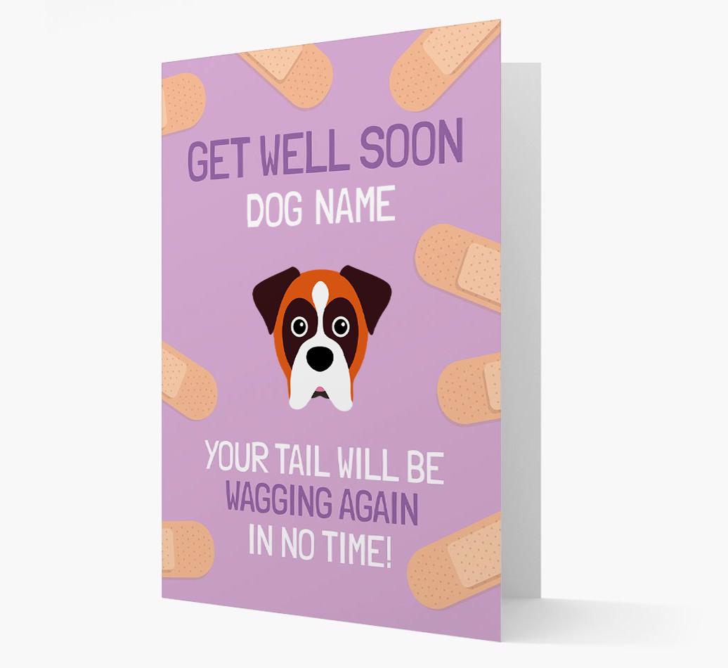 Personalized 'Get well soon {dogsName}' Card with {breedFullName} Icon