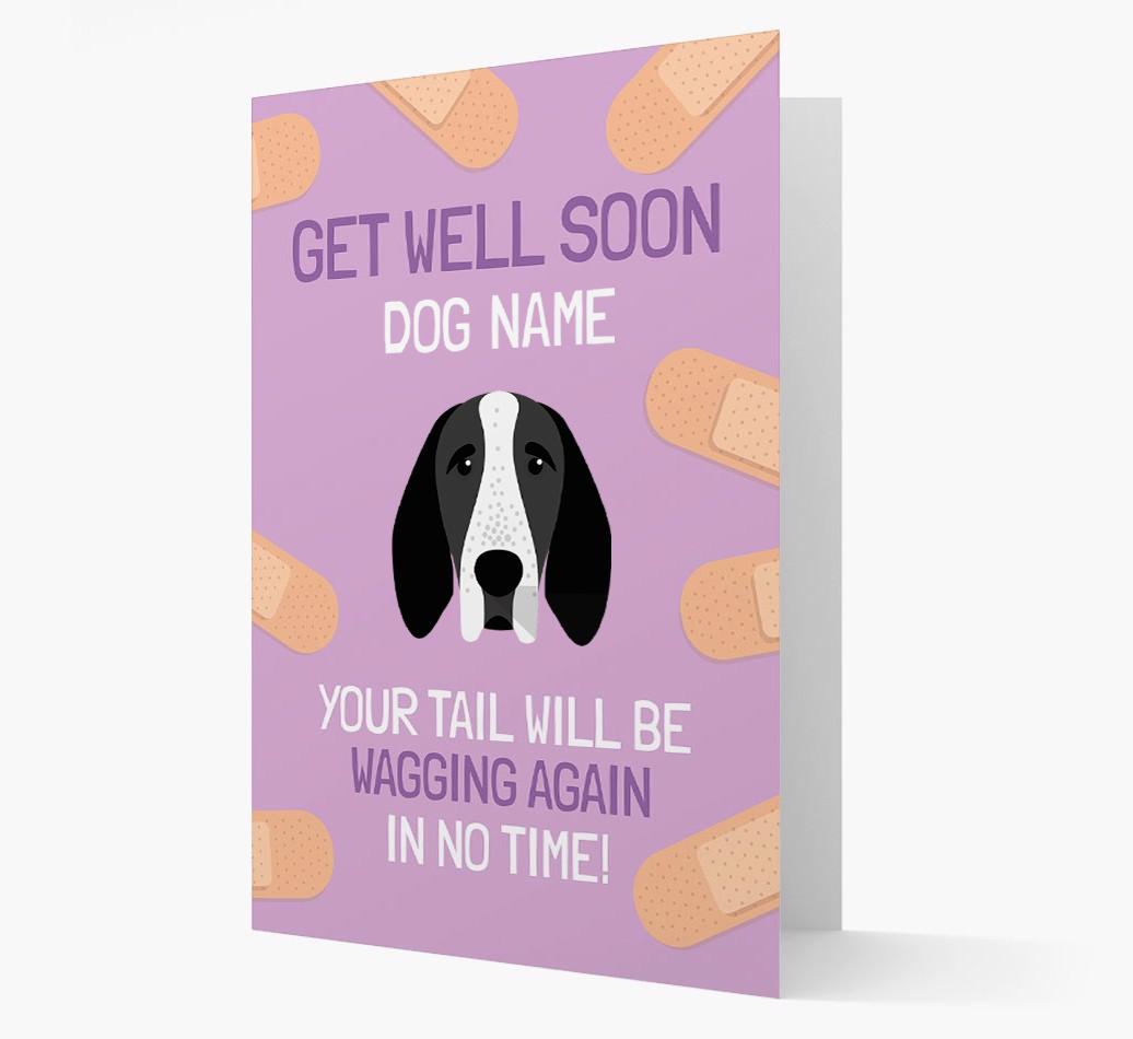 Personalized 'Get well soon {dogsName}' Card with {breedFullName} Icon