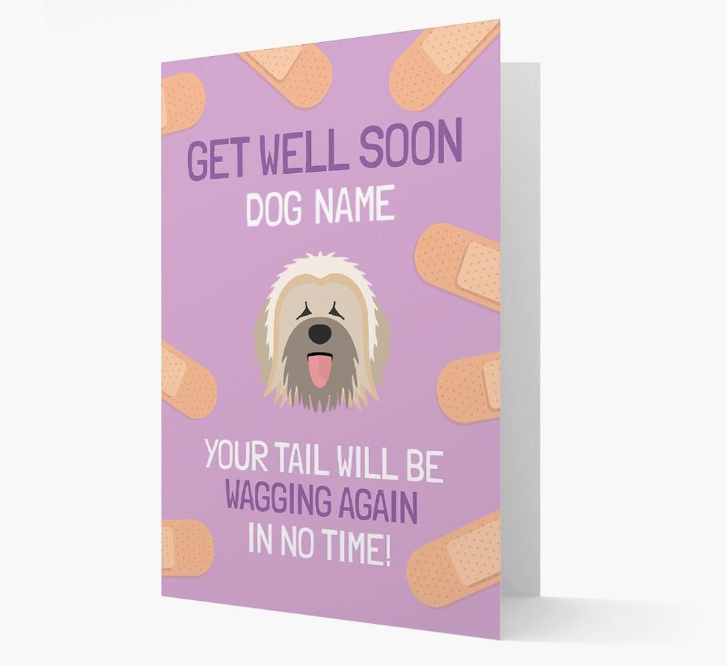 Personalized 'Get well soon {dogsName}' Card with {breedFullName} Icon