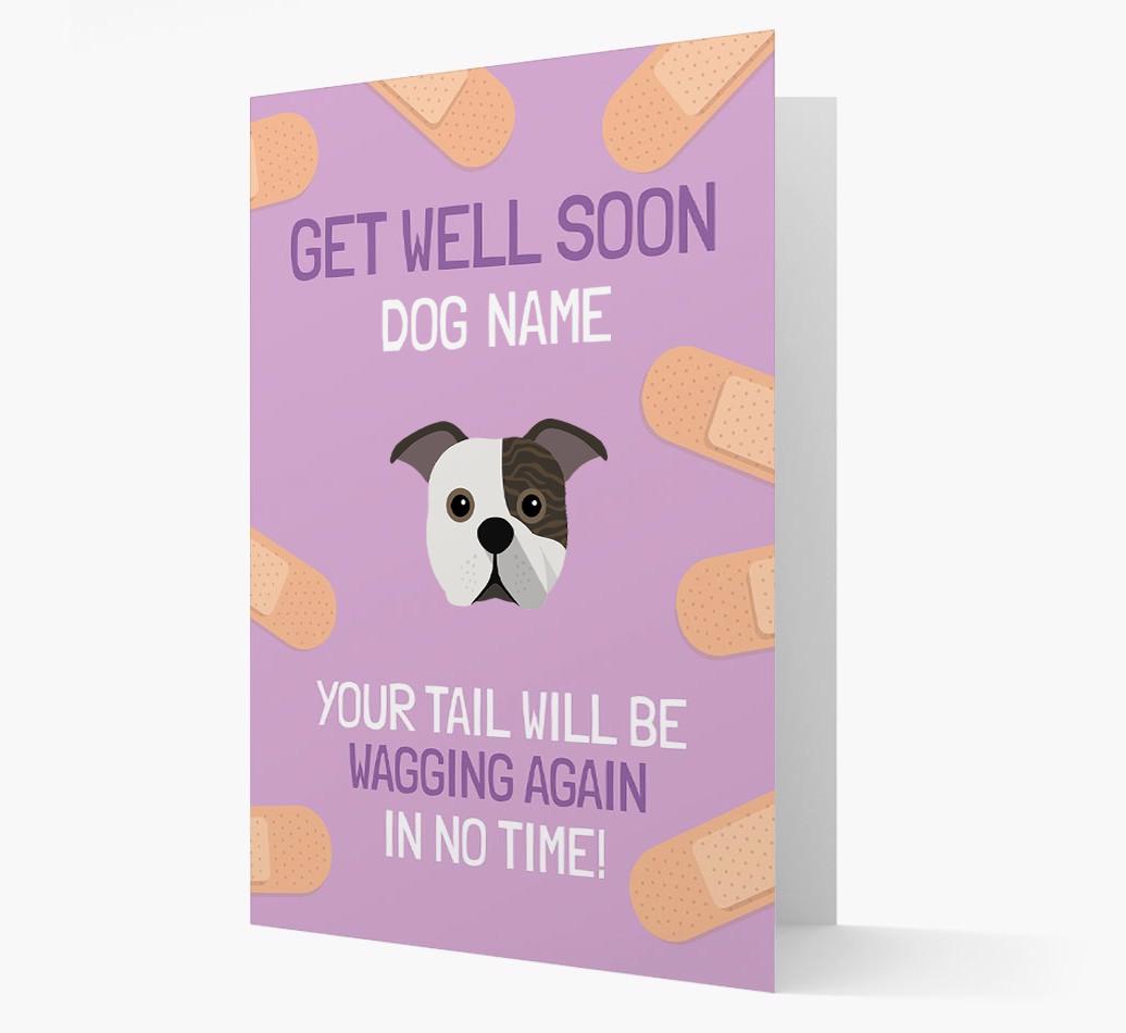 Personalized 'Get well soon {dogsName}' Card with {breedFullName} Icon
