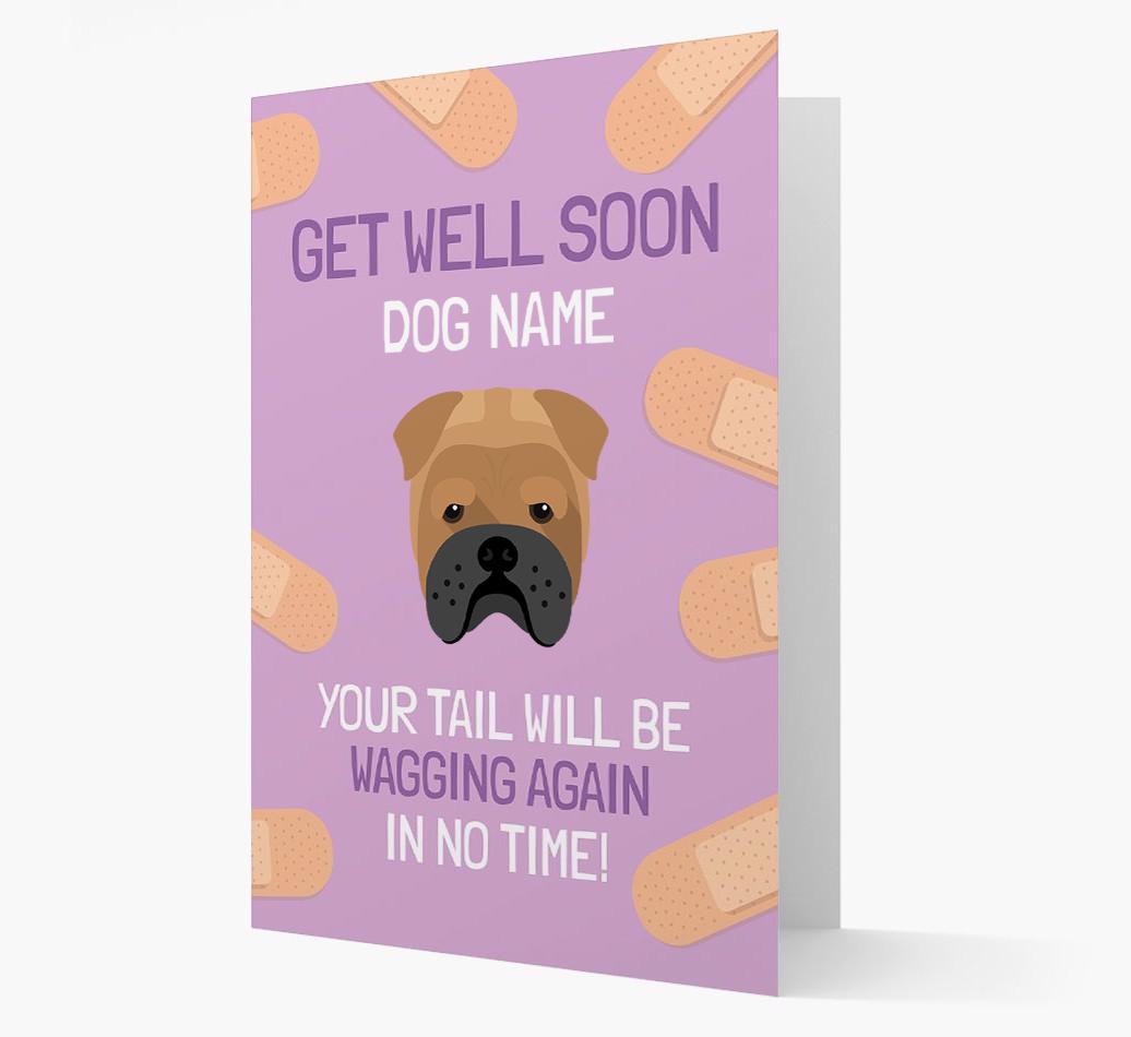 Personalized 'Get well soon {dogsName}' Card with {breedFullName} Icon