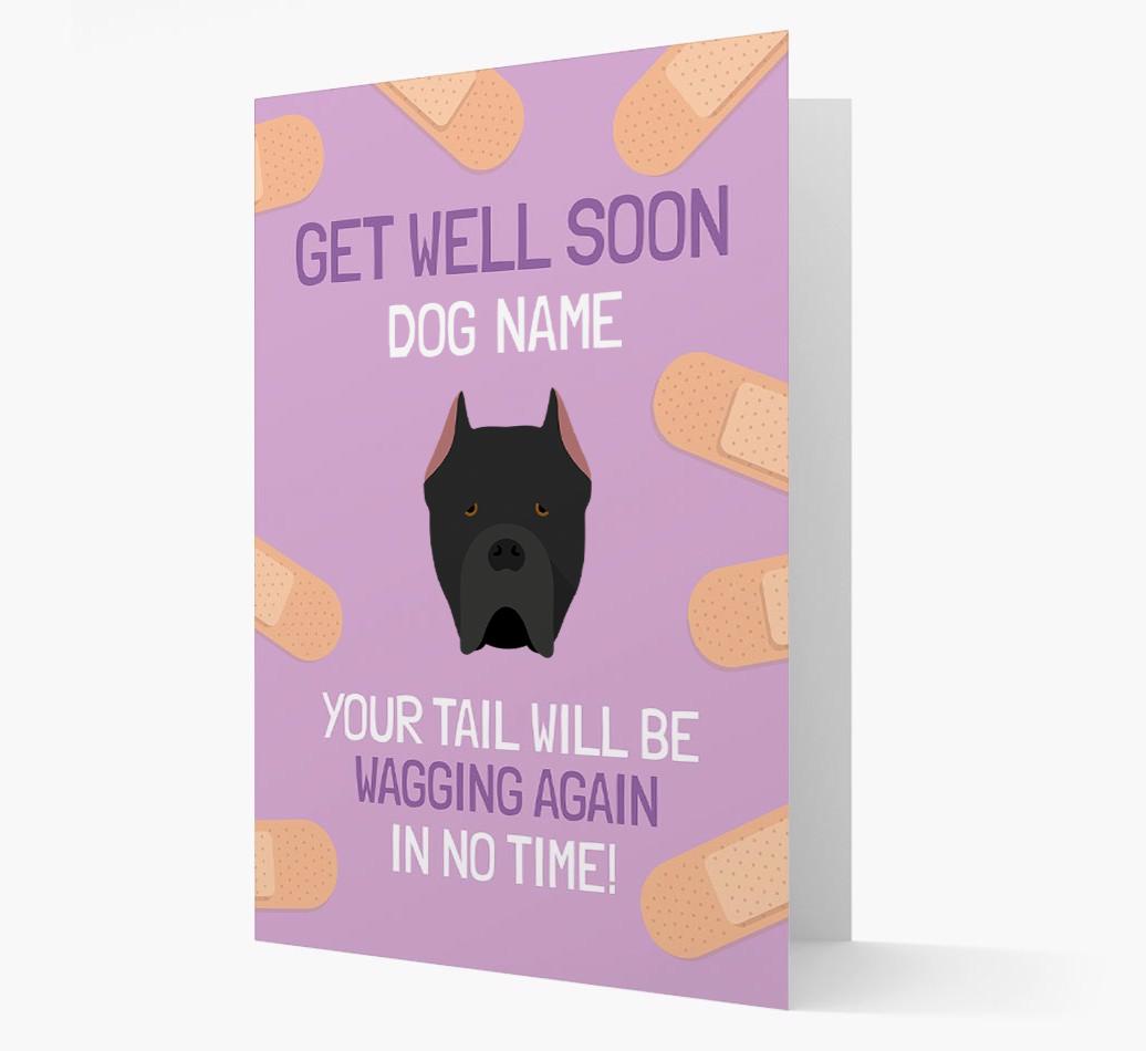 Personalized 'Get well soon {dogsName}' Card with {breedFullName} Icon