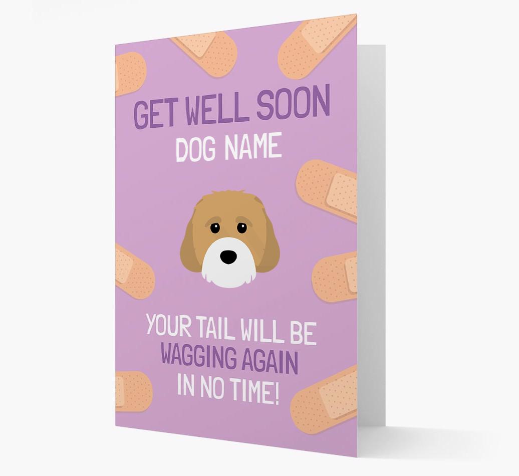 Personalized 'Get well soon {dogsName}' Card with {breedFullName} Icon