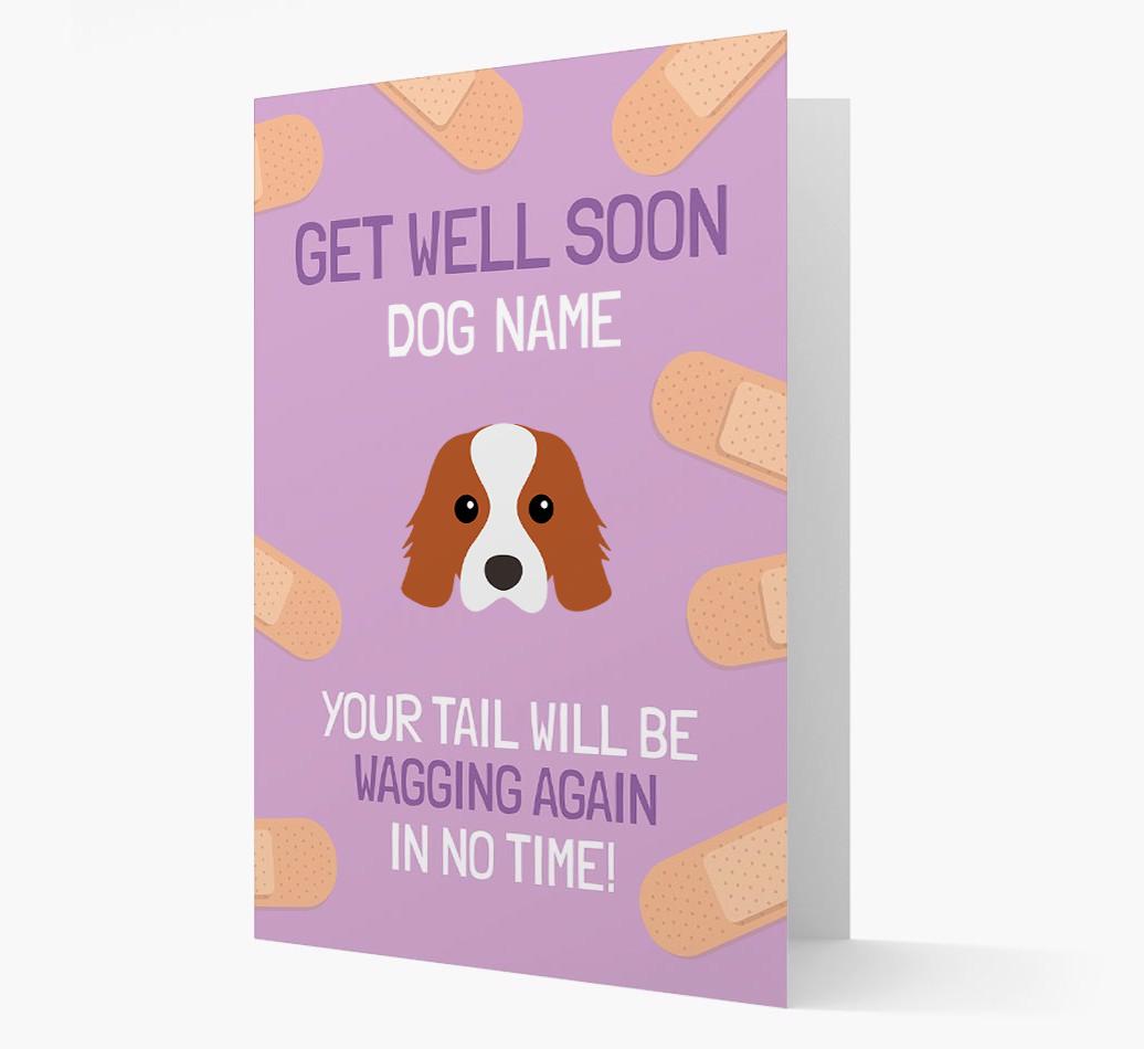 Personalized 'Get well soon {dogsName}' Card with {breedFullName} Icon