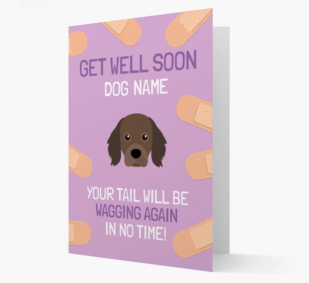 Personalized 'Get well soon {dogsName}' Card with {breedFullName} Icon