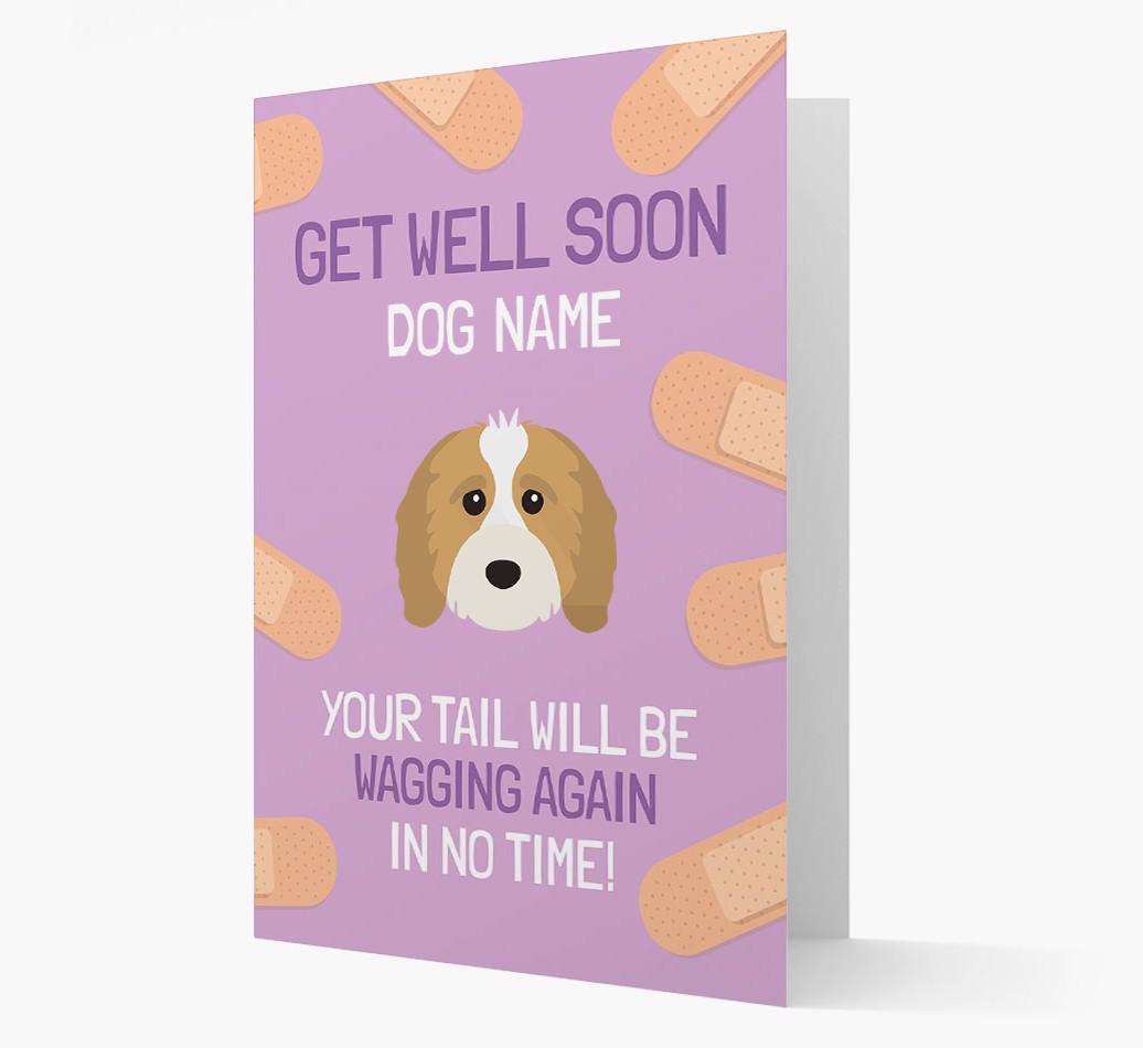 Personalized 'Get well soon {dogsName}' Card with {breedFullName} Icon