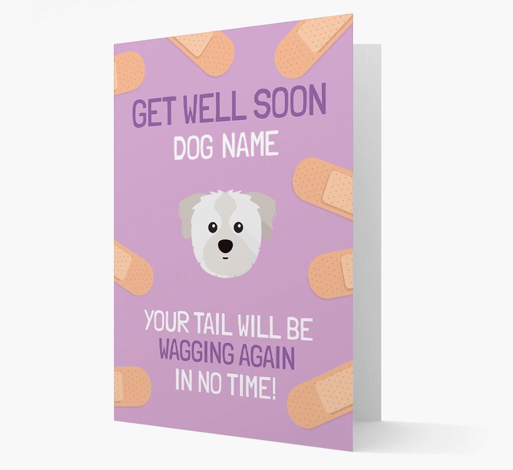 Personalized 'Get well soon {dogsName}' Card with {breedFullName} Icon