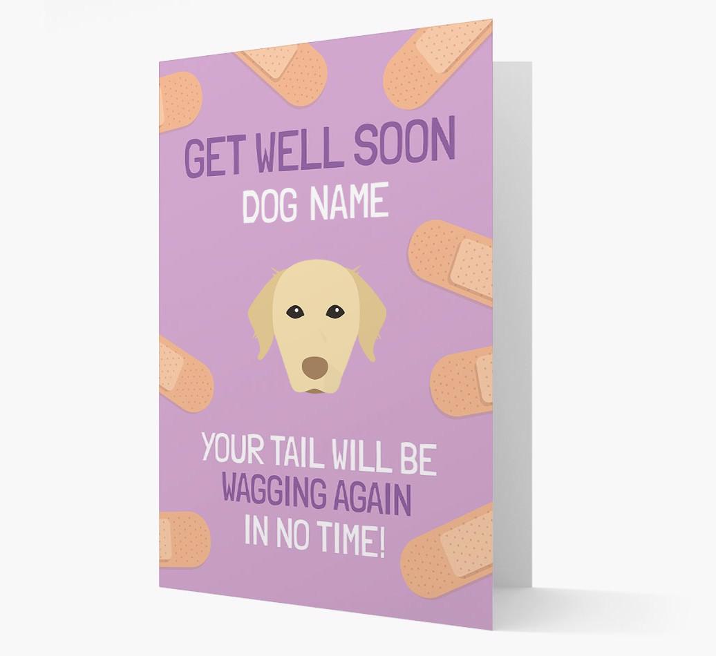 Personalized 'Get well soon {dogsName}' Card with {breedFullName} Icon