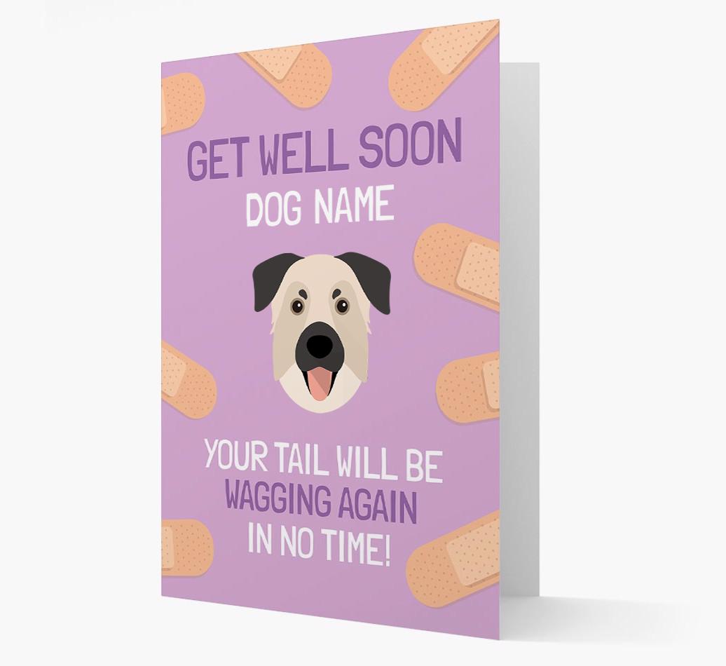 Personalized 'Get well soon {dogsName}' Card with {breedFullName} Icon