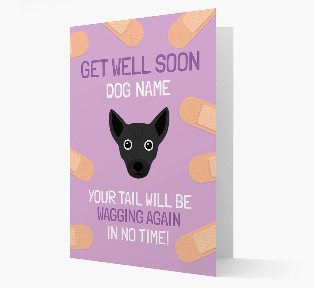 Personalized 'Get well soon {dogsName}' Card with {breedFullName} Icon