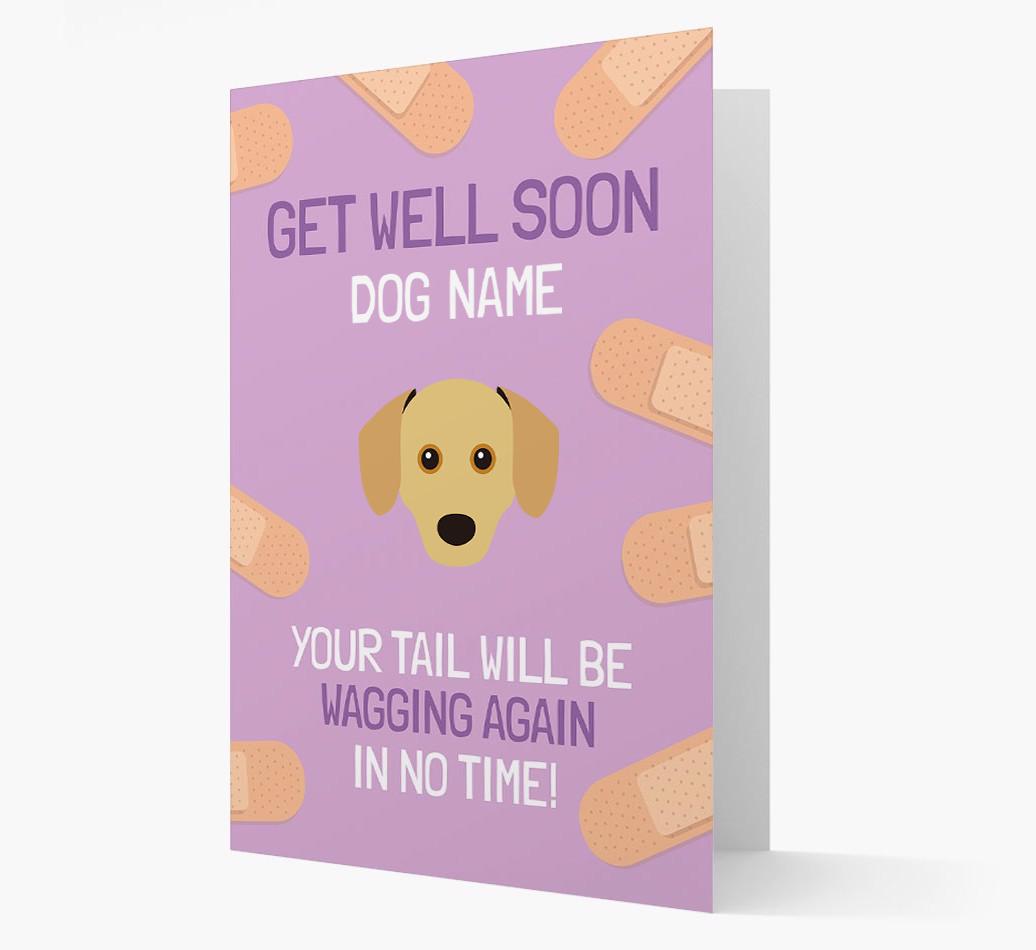 Personalized 'Get well soon {dogsName}' Card with {breedFullName} Icon