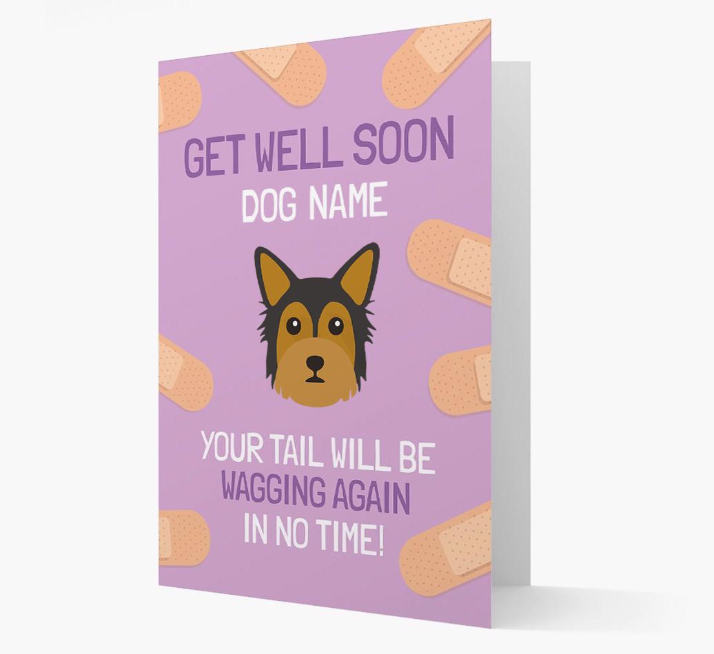Personalized 'Get well soon {dogsName}' Card with {breedFullName} Icon