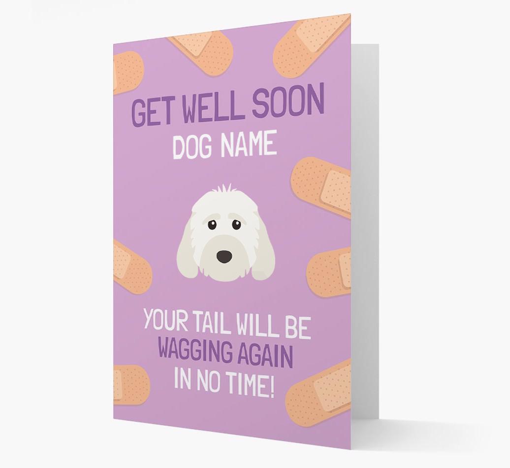 Personalized 'Get well soon {dogsName}' Card with {breedFullName} Icon
