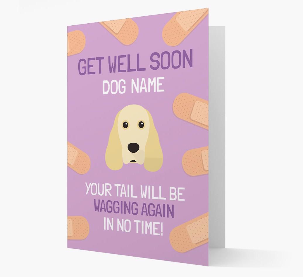Personalized 'Get well soon {dogsName}' Card with {breedFullName} Icon