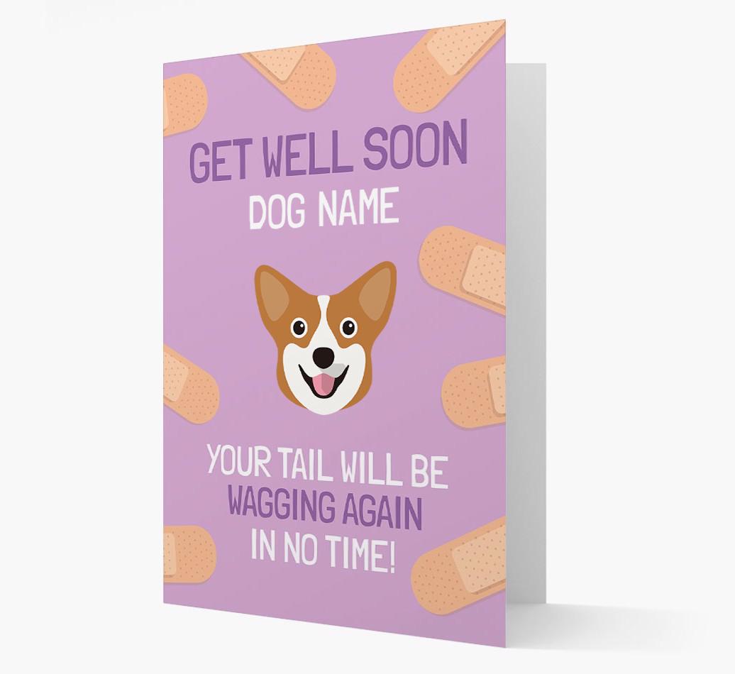 Personalized 'Get well soon {dogsName}' Card with {breedFullName} Icon