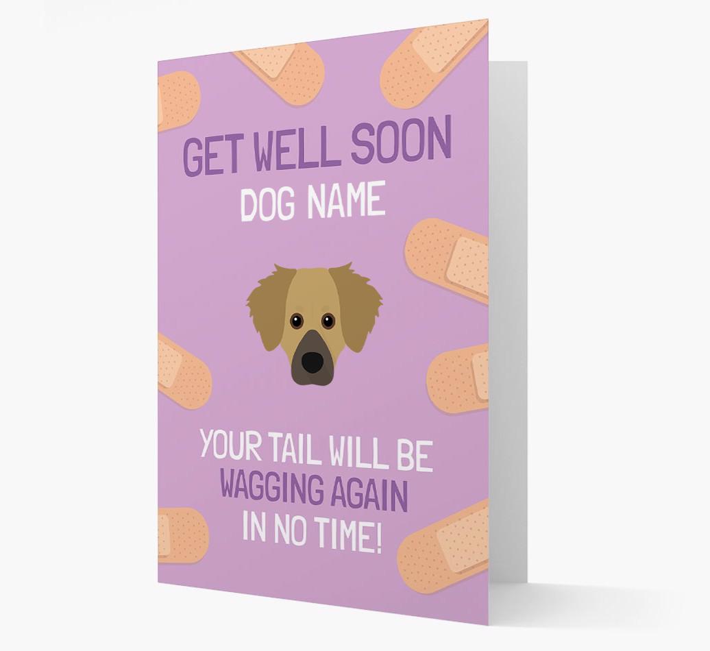 Personalized 'Get well soon {dogsName}' Card with {breedFullName} Icon