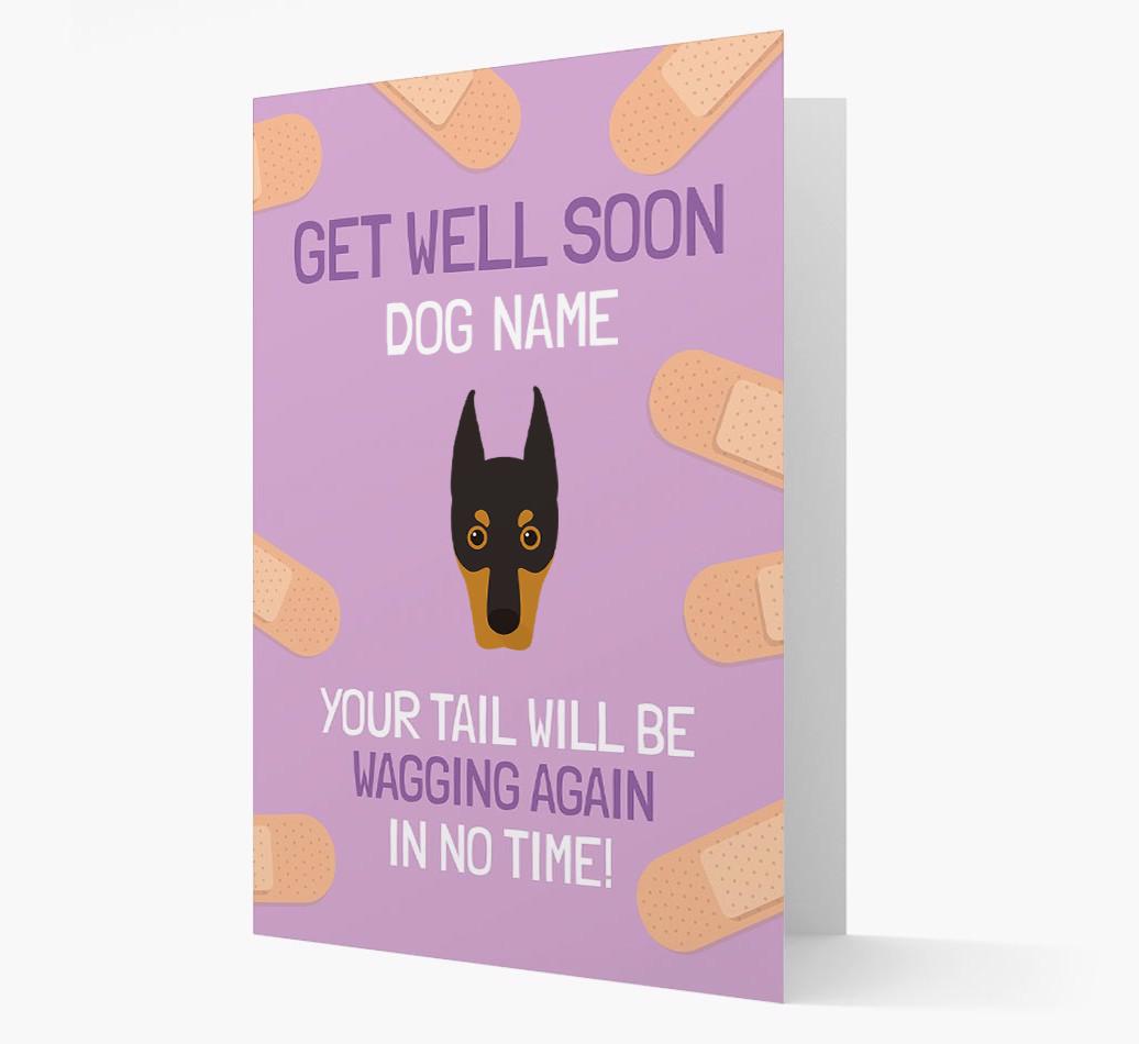 Personalized 'Get well soon {dogsName}' Card with {breedFullName} Icon