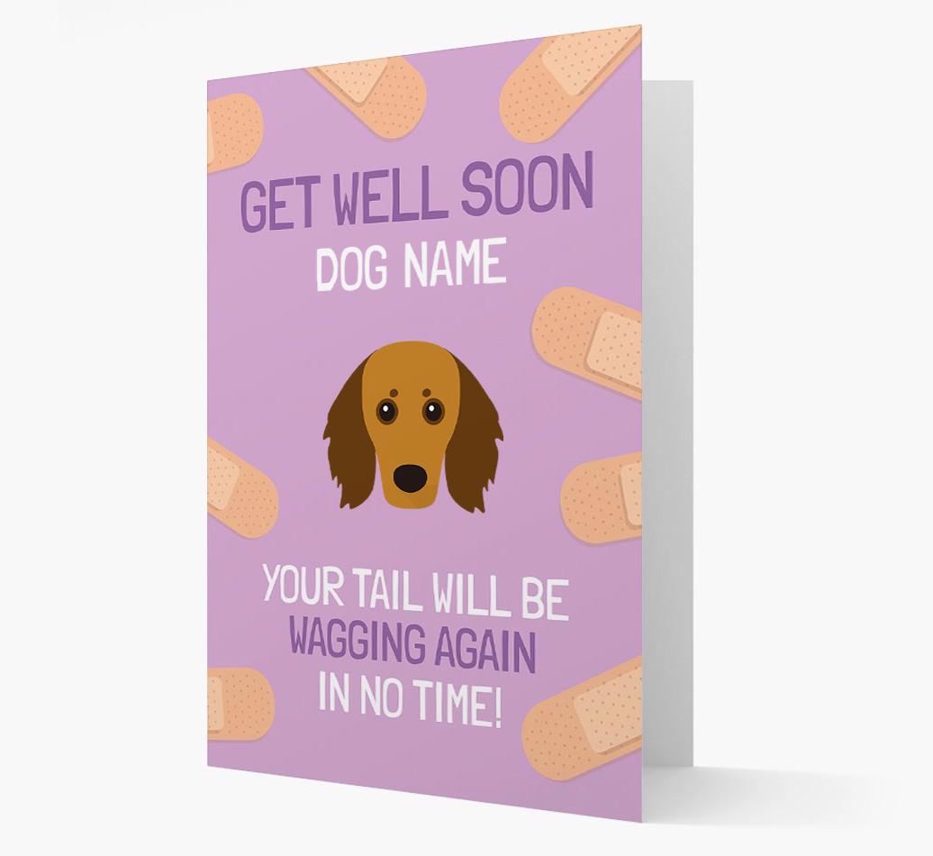 Personalized 'Get well soon {dogsName}' Card with {breedFullName} Icon
