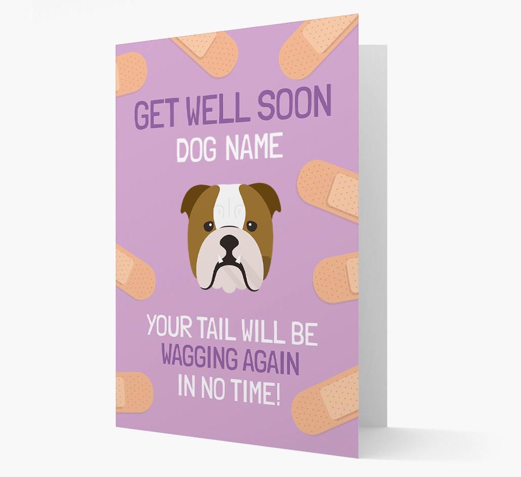 Personalized 'Get well soon {dogsName}' Card with {breedFullName} Icon