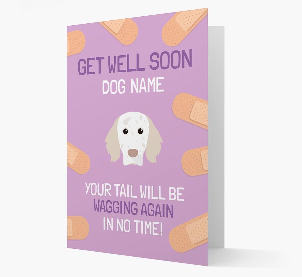 Personalized 'Get well soon {dogsName}' Card with {breedFullName} Icon
