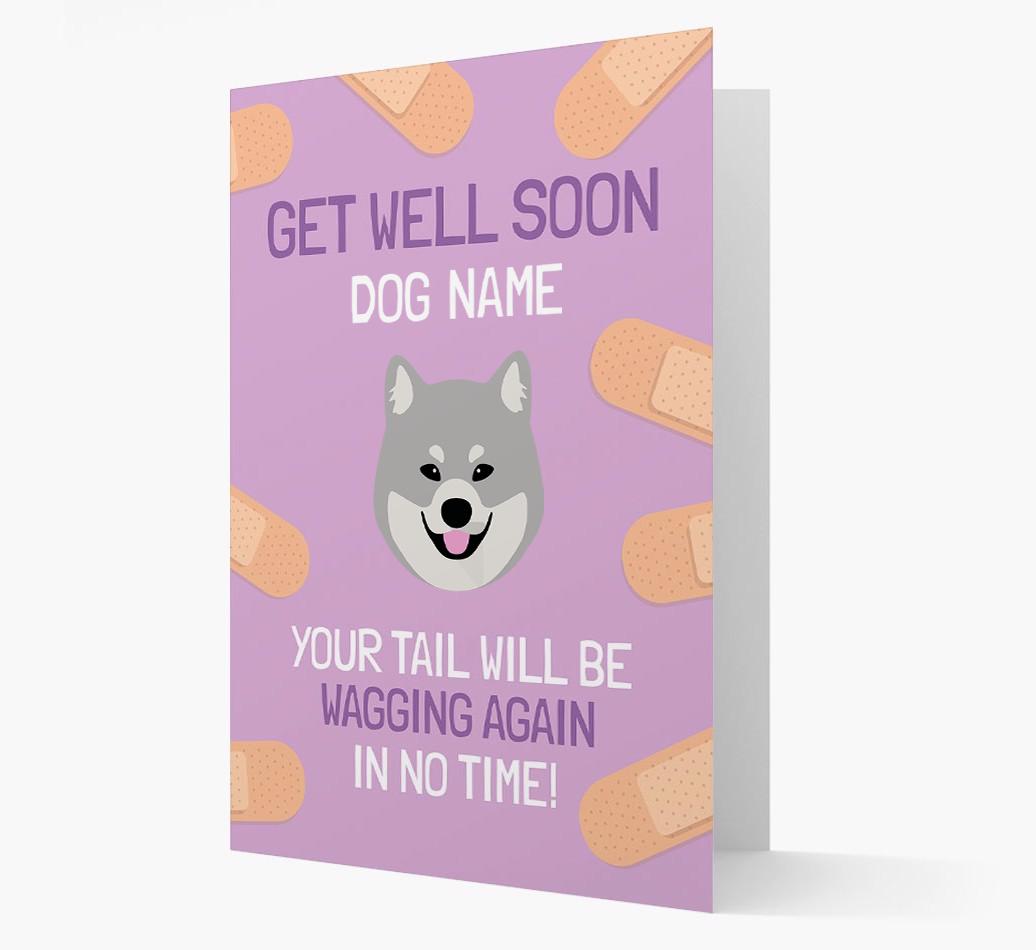 Personalized 'Get well soon {dogsName}' Card with {breedFullName} Icon