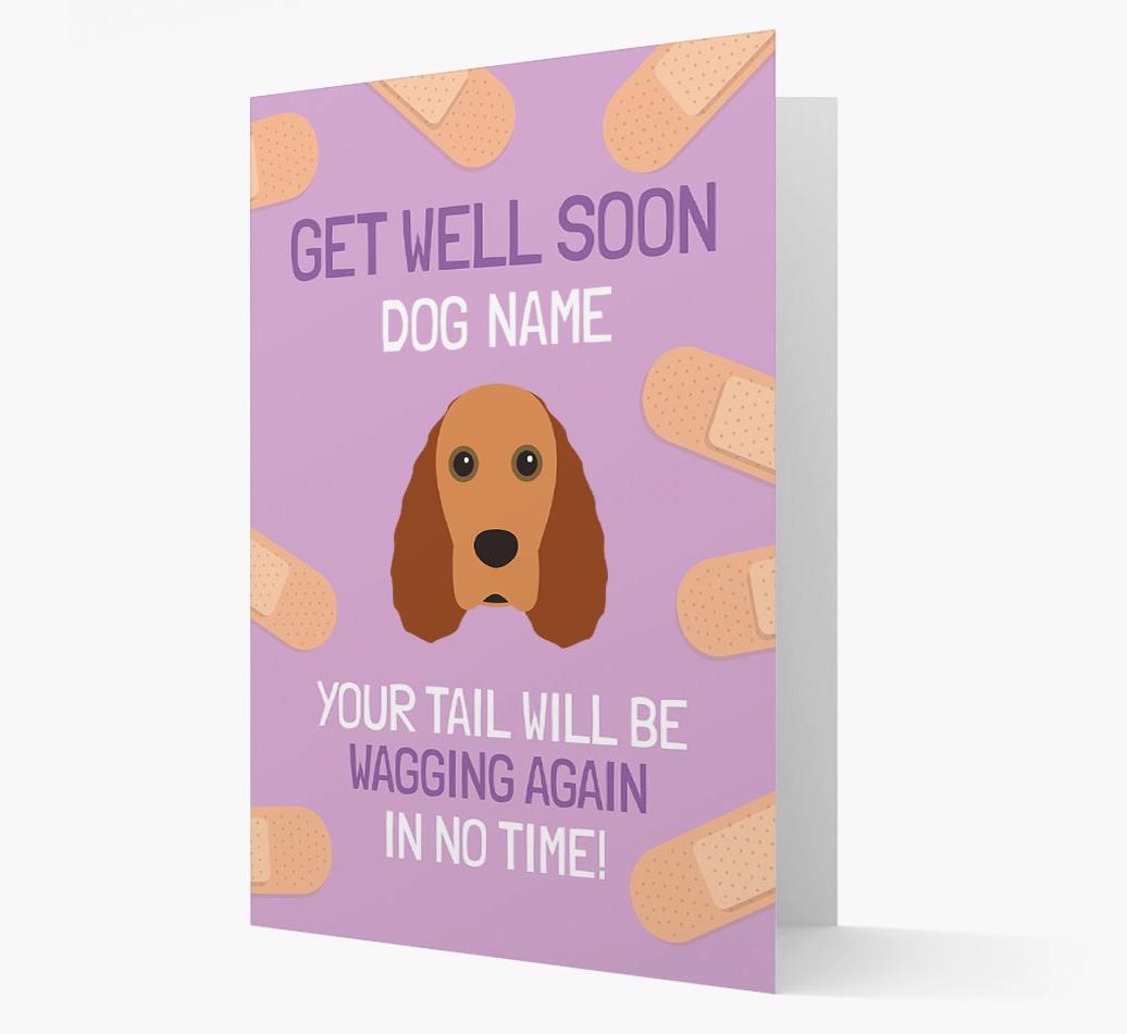 Personalized 'Get well soon {dogsName}' Card with {breedFullName} Icon