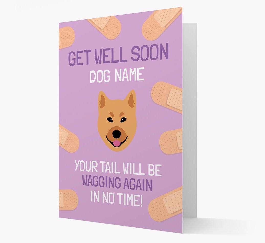 Personalized 'Get well soon {dogsName}' Card with {breedFullName} Icon