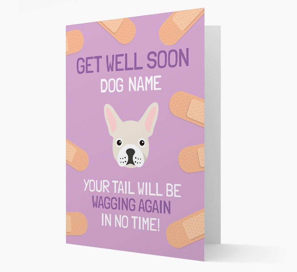Personalized 'Get well soon {dogsName}' Card with {breedFullName} Icon