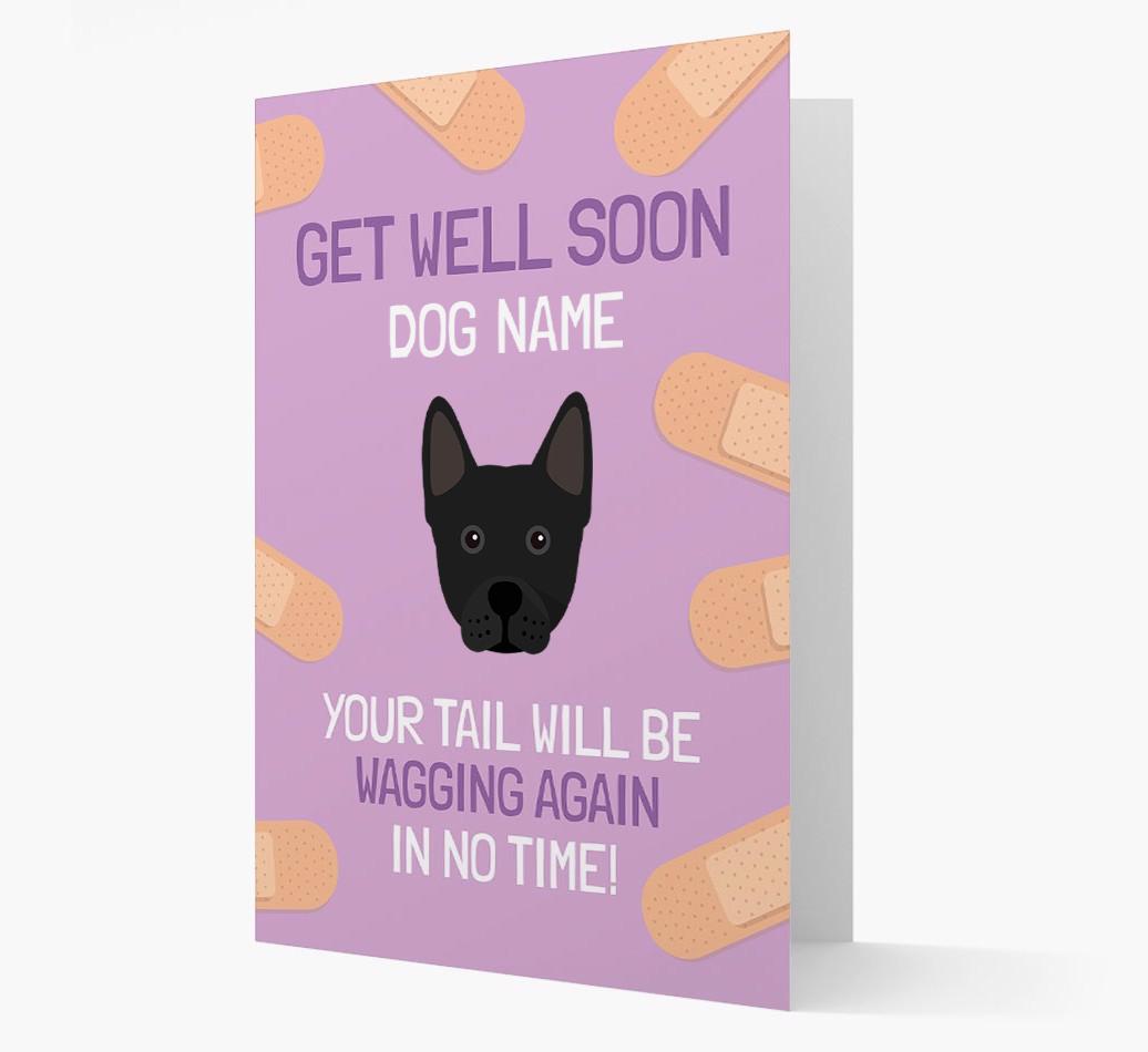 Personalized 'Get well soon {dogsName}' Card with {breedFullName} Icon