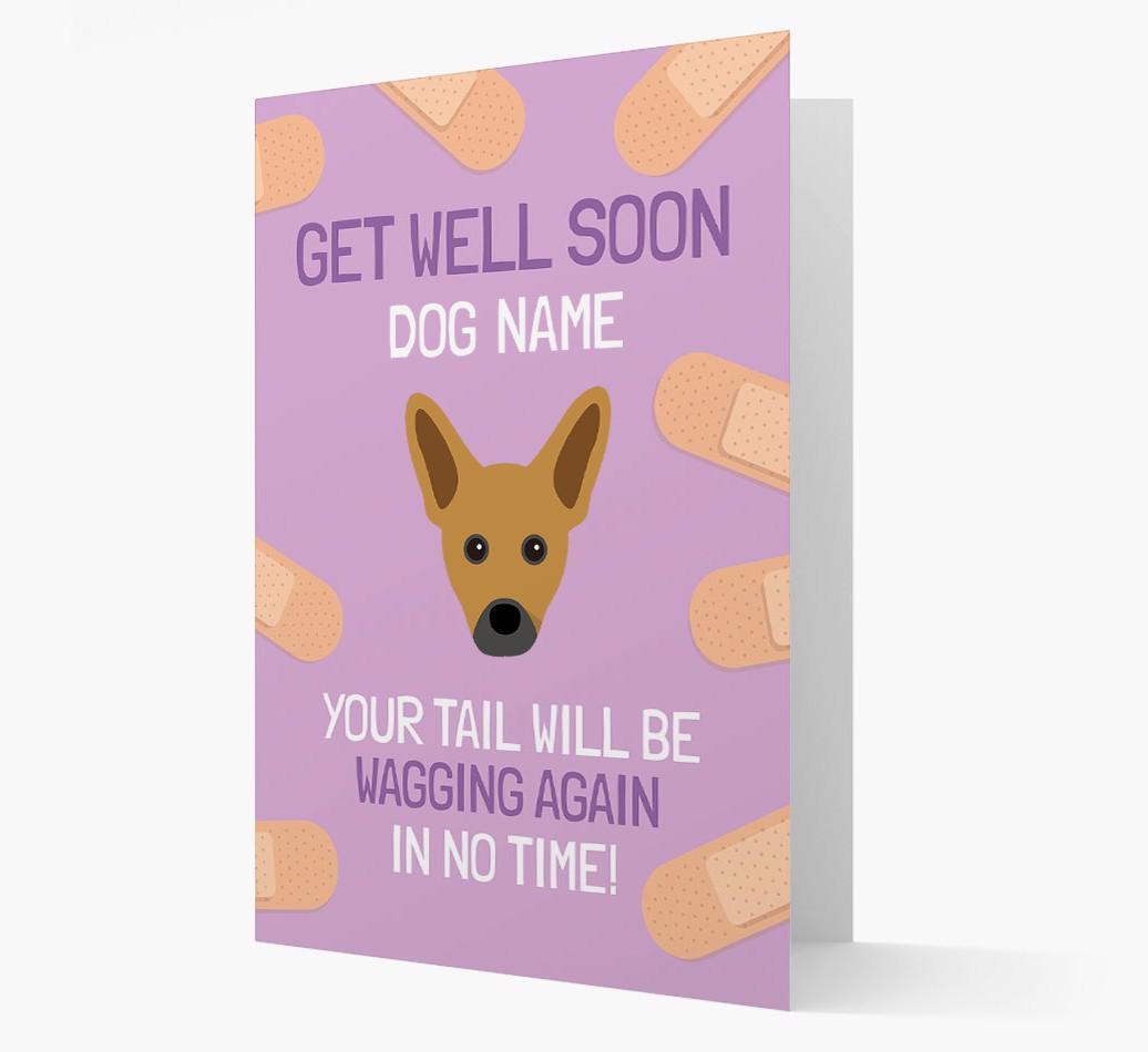 Personalized 'Get well soon {dogsName}' Card with {breedFullName} Icon