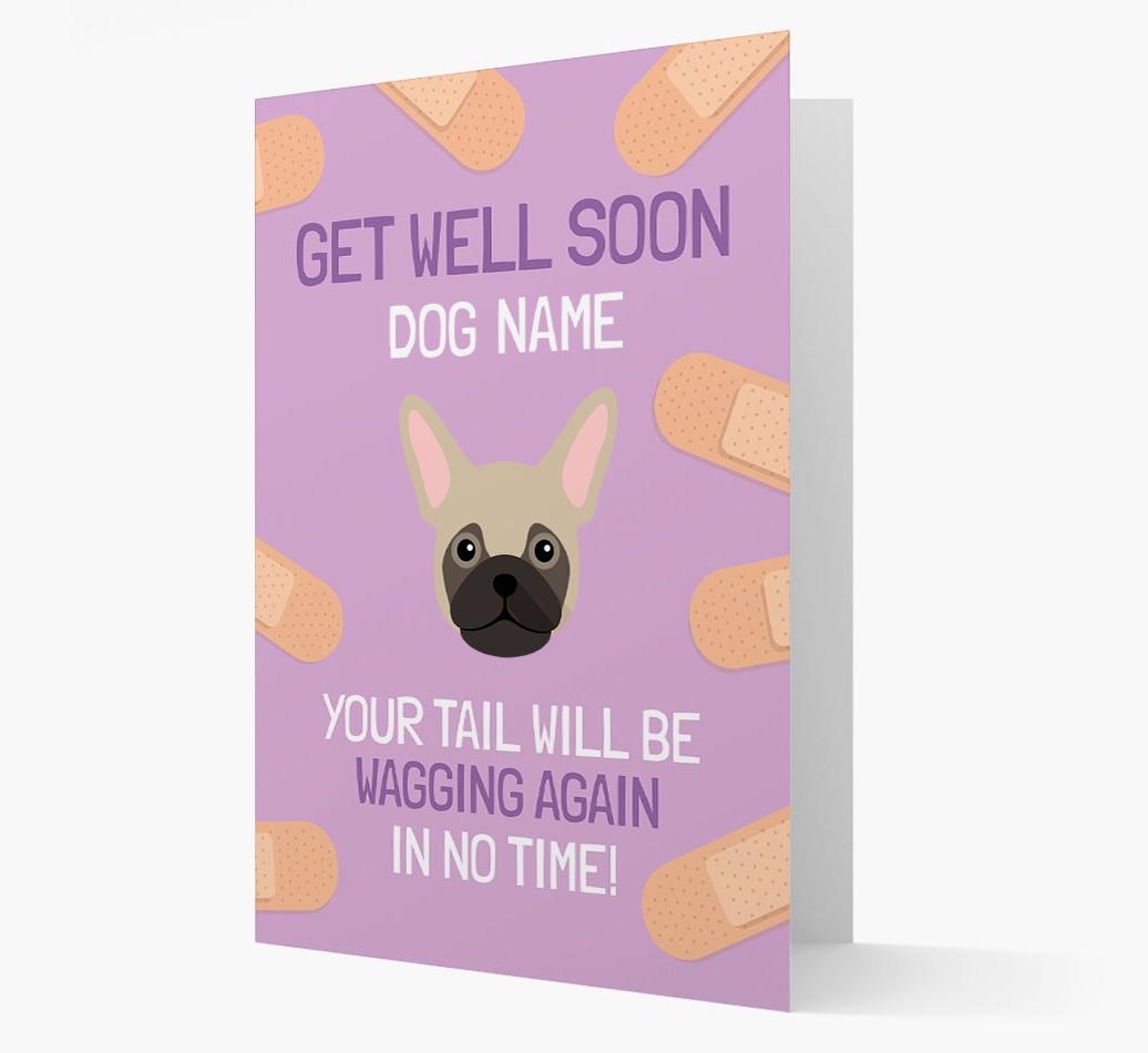 Personalized 'Get well soon {dogsName}' Card with {breedFullName} Icon