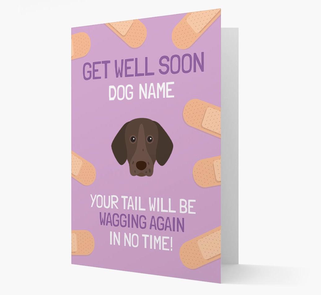 Personalized 'Get well soon {dogsName}' Card with {breedFullName} Icon