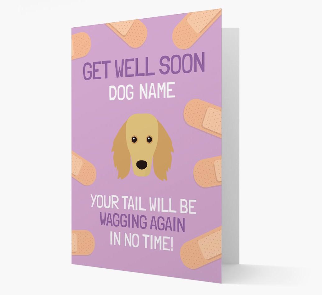 Personalized 'Get well soon {dogsName}' Card with {breedFullName} Icon